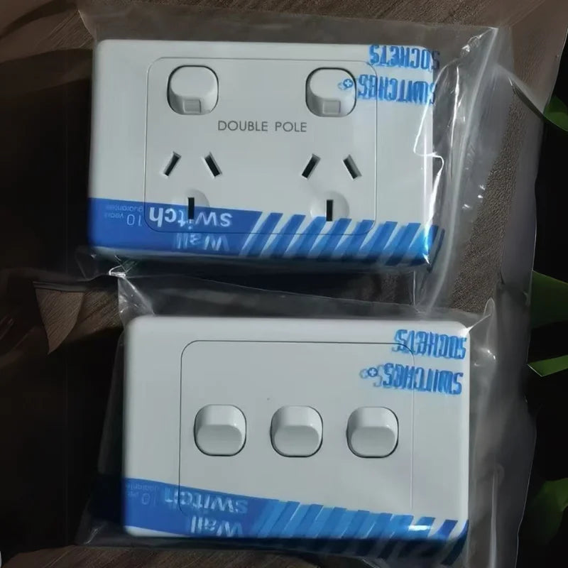 Australian Newzealand Standard Wall Socket Outlet SAA General Purpose Single Power Outlets And Light Switches Horizontal Mount