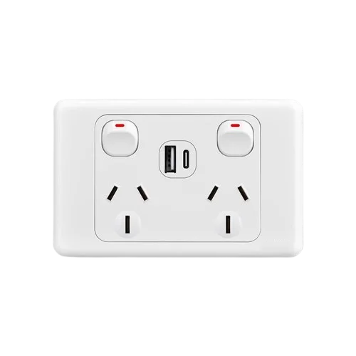 Australian Newzealand Standard Wall Socket Outlet SAA General Purpose Single Power Outlets And Light Switches Horizontal Mount