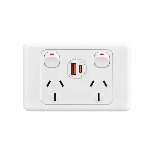 Australian Newzealand Standard Wall Socket Outlet SAA General Purpose Single Power Outlets And Light Switches Horizontal Mount