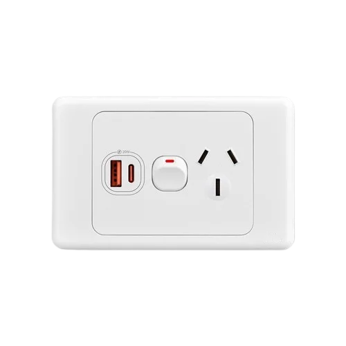 Australian Newzealand Standard Wall Socket Outlet SAA General Purpose Single Power Outlets And Light Switches Horizontal Mount