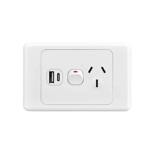 Australian Newzealand Standard Wall Socket Outlet SAA General Purpose Single Power Outlets And Light Switches Horizontal Mount
