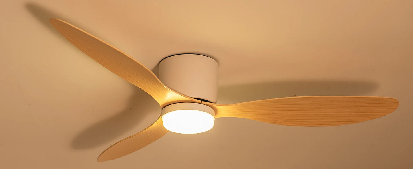 IRALAN Ceiling Fan With Light, 6-speed choice, Reversible DC motor, 3CCT, Dimmable, Whisper, Easy Install, black/White/Wood