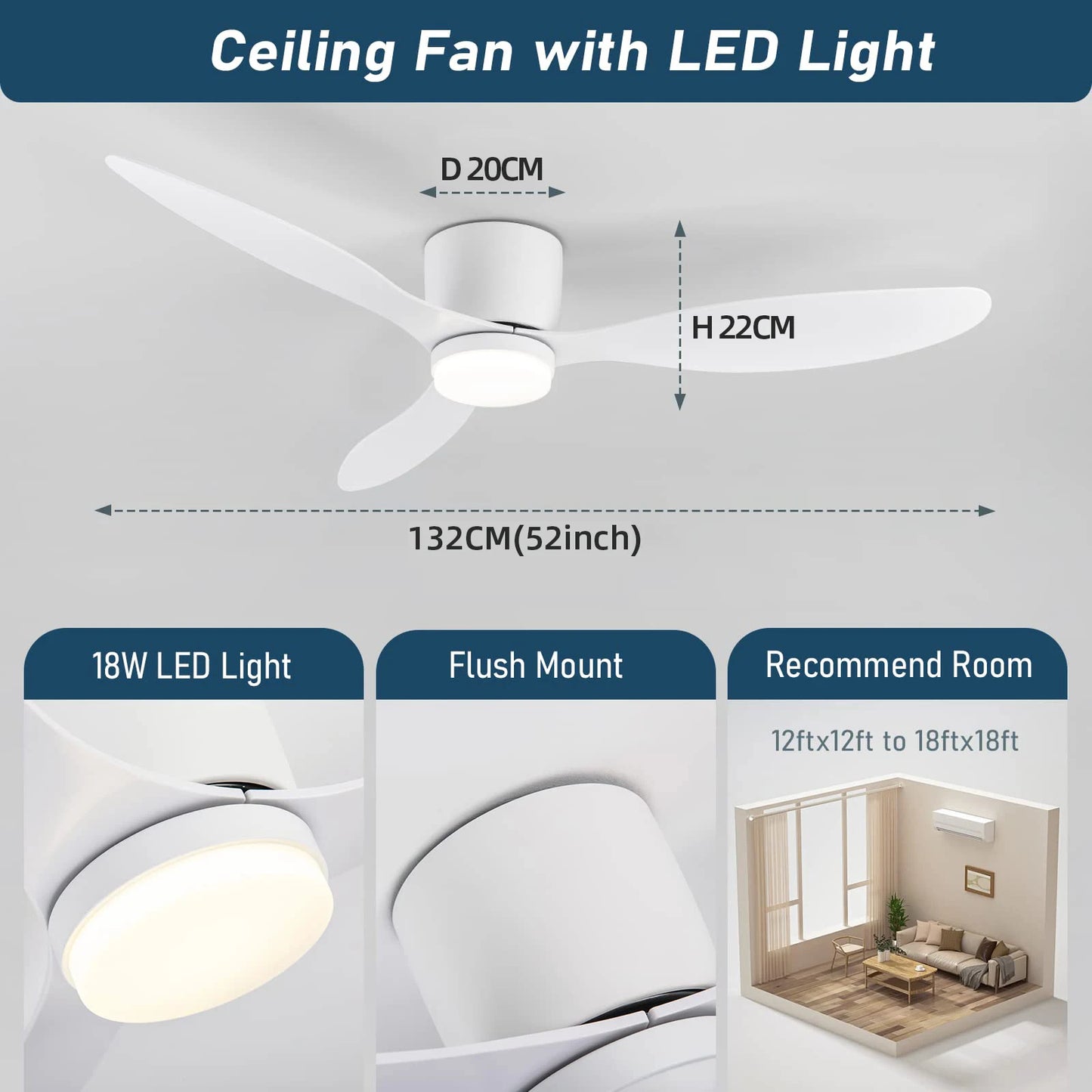 IRALAN Modern LED Ceiling Fan Light With Remote Control Low Floor Decorative Light Energy-saving Light With Fan In Bedroom Home