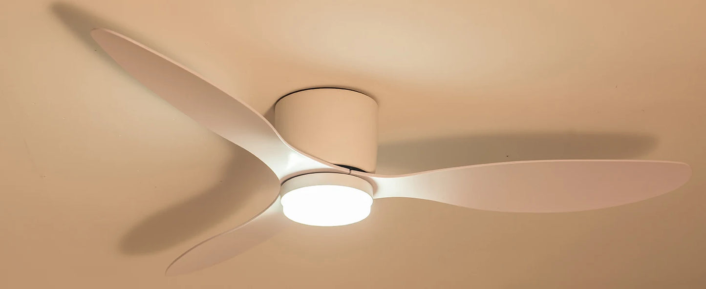 IRALAN Ceiling Fan With Light, 6-speed choice, Reversible DC motor, 3CCT, Dimmable, Whisper, Easy Install, black/White/Wood