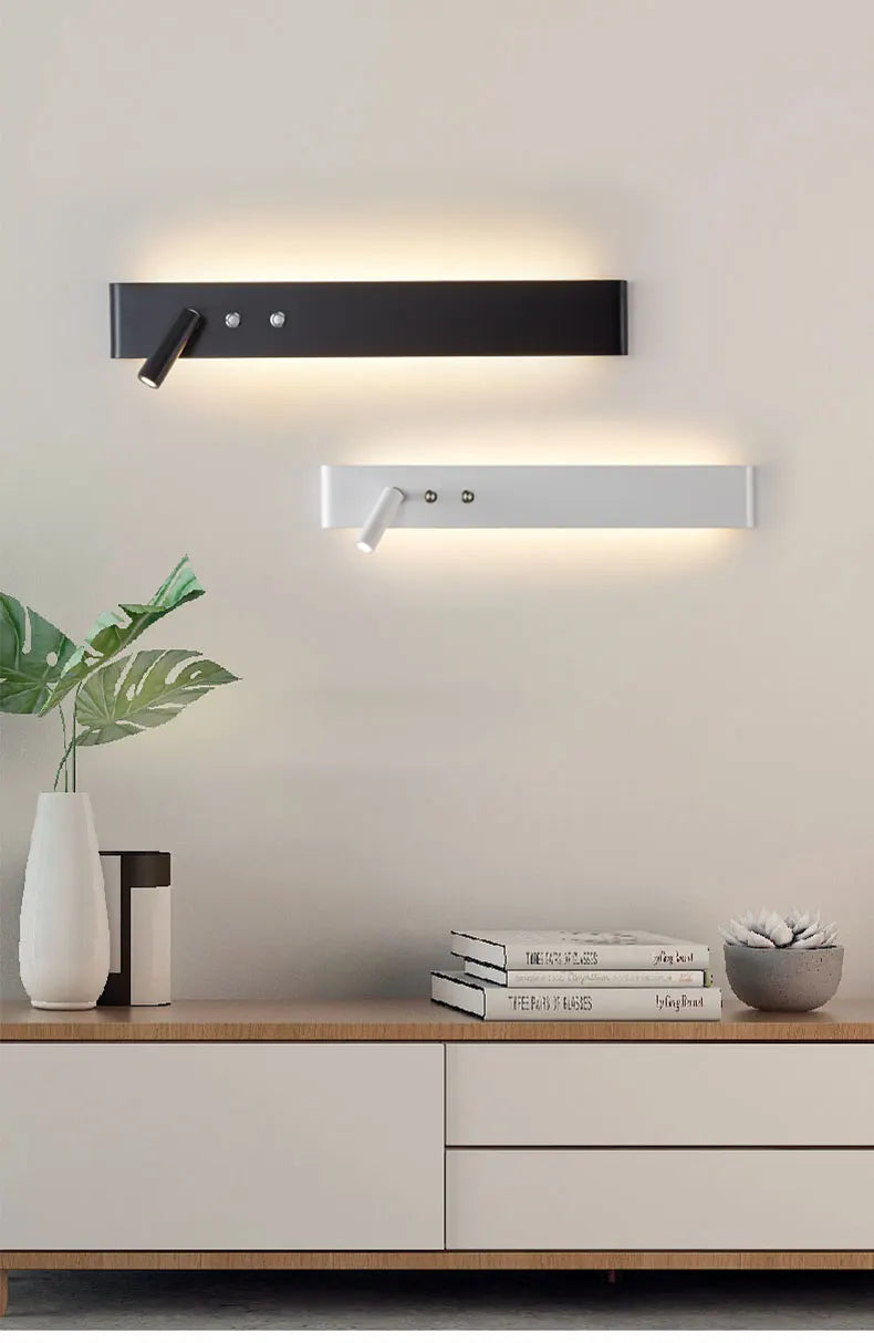 Modern Wall Lamp With Switch For Room Bedroom Bedside Hotel Lighting Sconce Indoor black white Rotatable wall light decoration