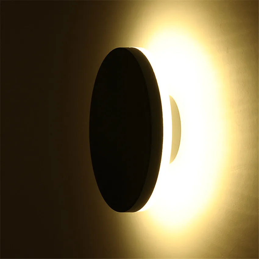 LED Outdoor Waterproof Wall Light Round LED Garden Wall Lamp Aisle Light Exterior Wall Balcony Corridor Aluminum Lighting