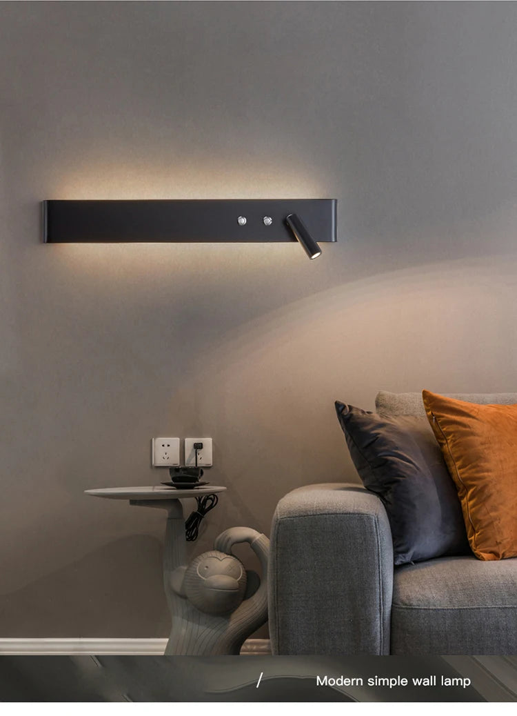 Modern Wall Lamp With Switch For Room Bedroom Bedside Hotel Lighting Sconce Indoor black white Rotatable wall light decoration