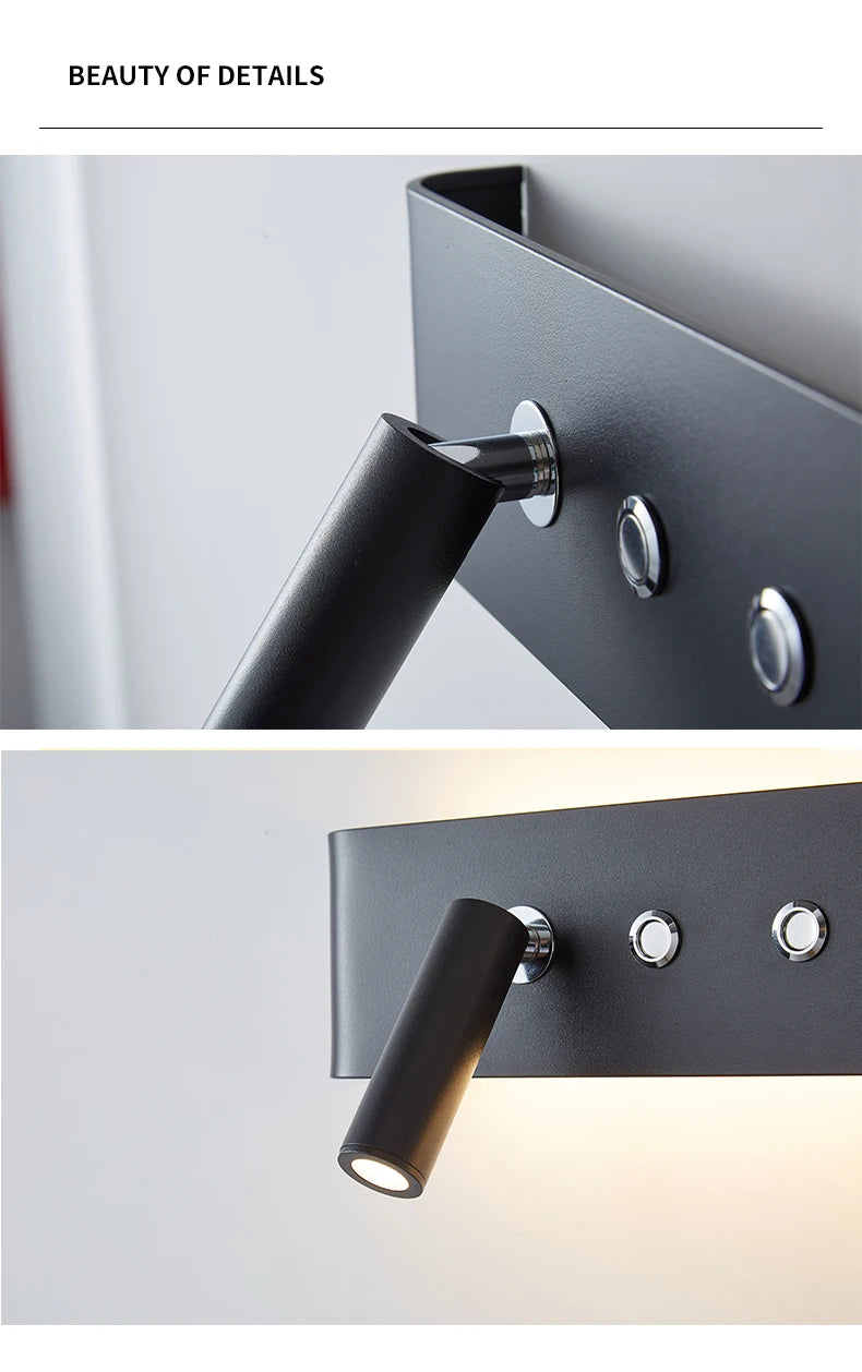 Modern Wall Lamp With Switch For Room Bedroom Bedside Hotel Lighting Sconce Indoor black white Rotatable wall light decoration