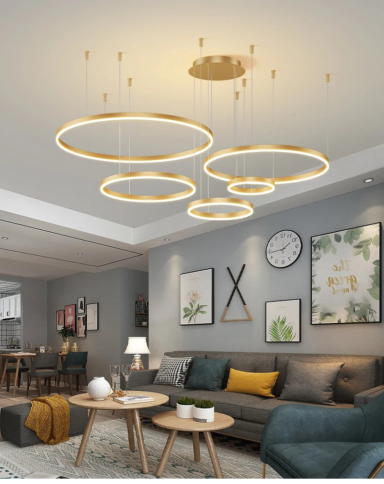 Modern Led Ceiling Chandelier Circular Ring Chandelier Living Bedroom Dining Room Lighting Home Indoor Lighting Decor Chandelier