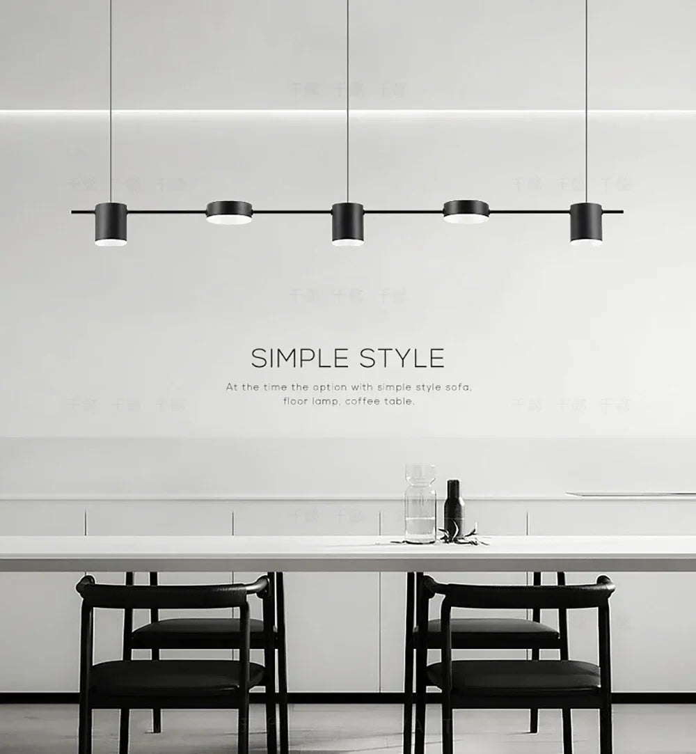 Modern LED Pendant Light Remote Dimming Indoor Lighting Art Ceiling Pendant Light Gold Long Strip Kitchen Restaurant Decoration
