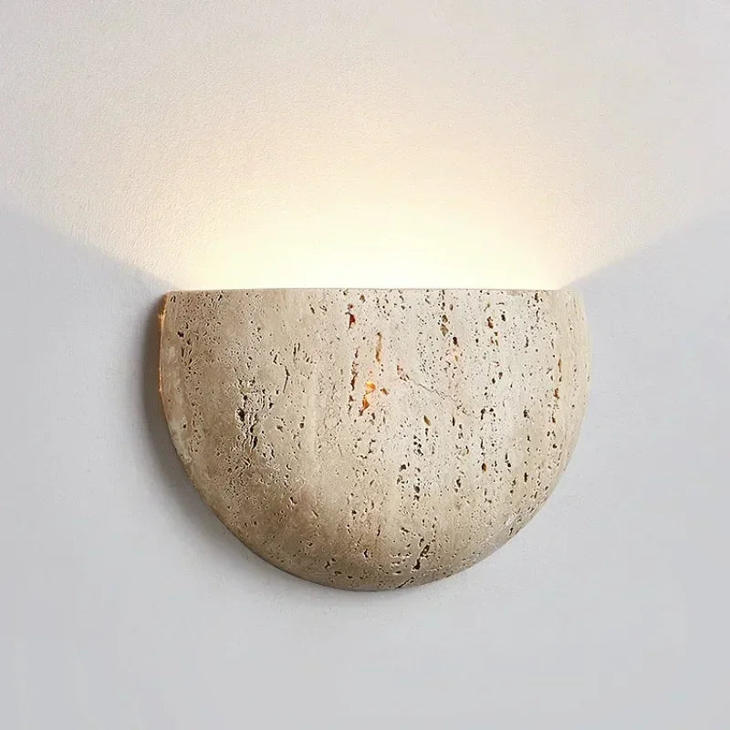 2025 Led Wall Lamp Bedroom Bedside Light Retro Medieval Style Yellow Cave Stone Nature Lighting Fixtures Home Room Decor Interio