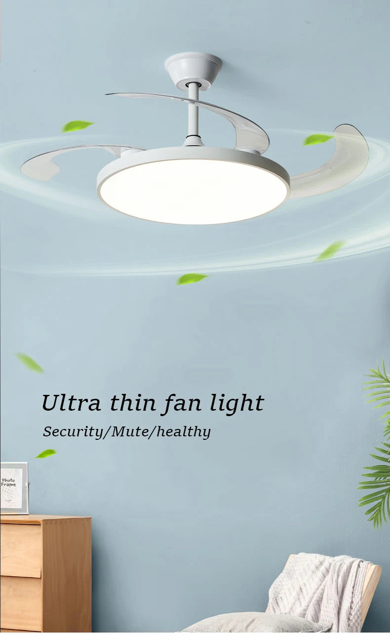Electric Fan Chandelier Led Ceiling Lamp Room Decoration Dining Table Living Home Silent Bedroom Circulator Fan Light Fixture