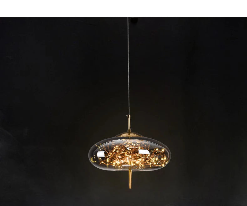 Modern Led Glass Pendant Lights for Bedroom Bedside Bathroom Hanging Lighting Ceiling Chandelier Lamp Decoration String Line