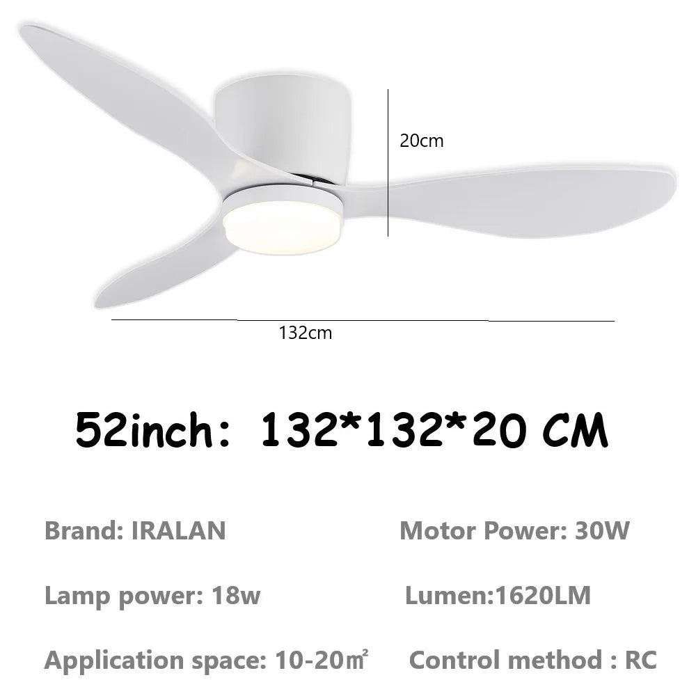 Jelena LED Ceiling Fan Light 6th Gear Wind Speed Living Room Bedroom Household Modern Ceiling Electric fan with Remote Control