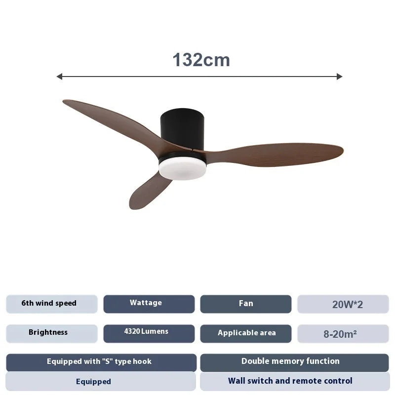 Nordic Ceiling Fan with Lights Dimmable Light Remote Control Quiet DC Motor Fans with Timer for Home Bedroom Living Room Foyer