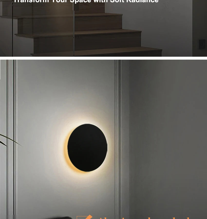 Modern Round Wall Lamp 15cm/20cm LED Black/White/Gold Aluminum Acrylic Light Fixture Easy Install for Living Room Bedroom 