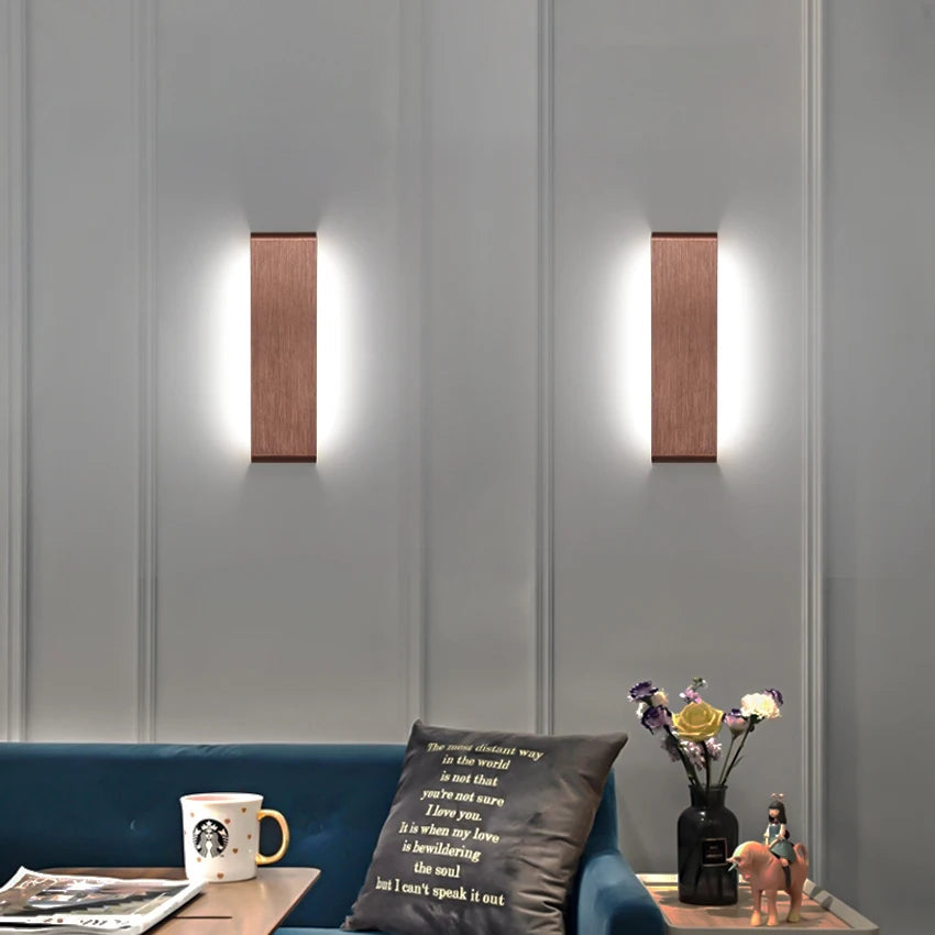 12W LED Indoor Wall Lamp Brushed Gold/Coffee Aluminum Wall Light Up and Down or Left and Right Glow Decorative Lighting Fixtures