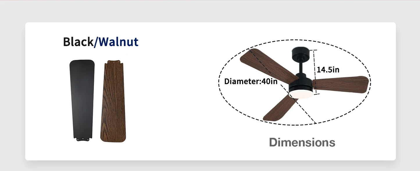 Ceiling Fan with Light, 3CCT, Silent DC Motor, Remote Control, Living Room, Bedroom, Dining Room and Study, Fan Light
