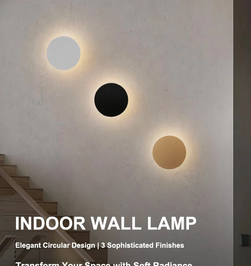 Modern Round Wall Lamp 15cm/20cm LED Black/White/Gold Aluminum Acrylic Light Fixture Easy Install for Living Room Bedroom 