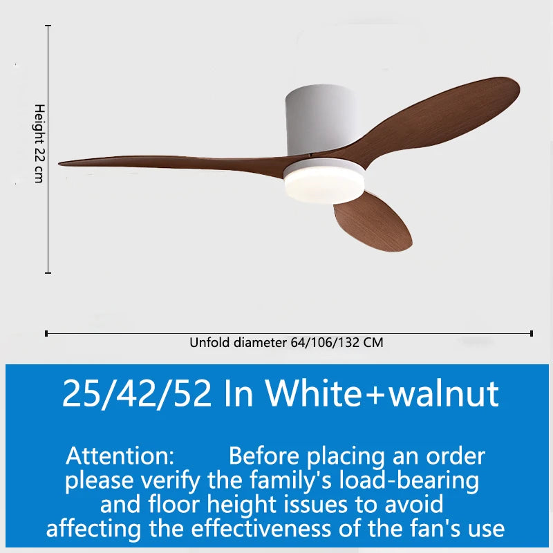 25/42/52inch Modern Ceiling Fan with LED Light APP Control DC motor Large Air Volume Simple Home Fan 110-230V
