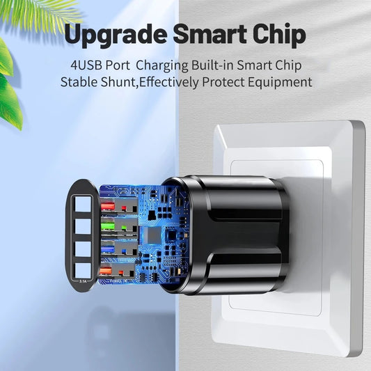 USB Fast Charger AU Plug Quick Charger Mobile 3.1A Multiple 4 Ports USB Travel Adapter Wall Charger
