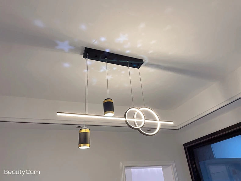Modern Dining Room Pendant Light LED Smart Remote Control Dining Table Hanging Lamp Luxury Lustre Home Indoor Decor Chandelier