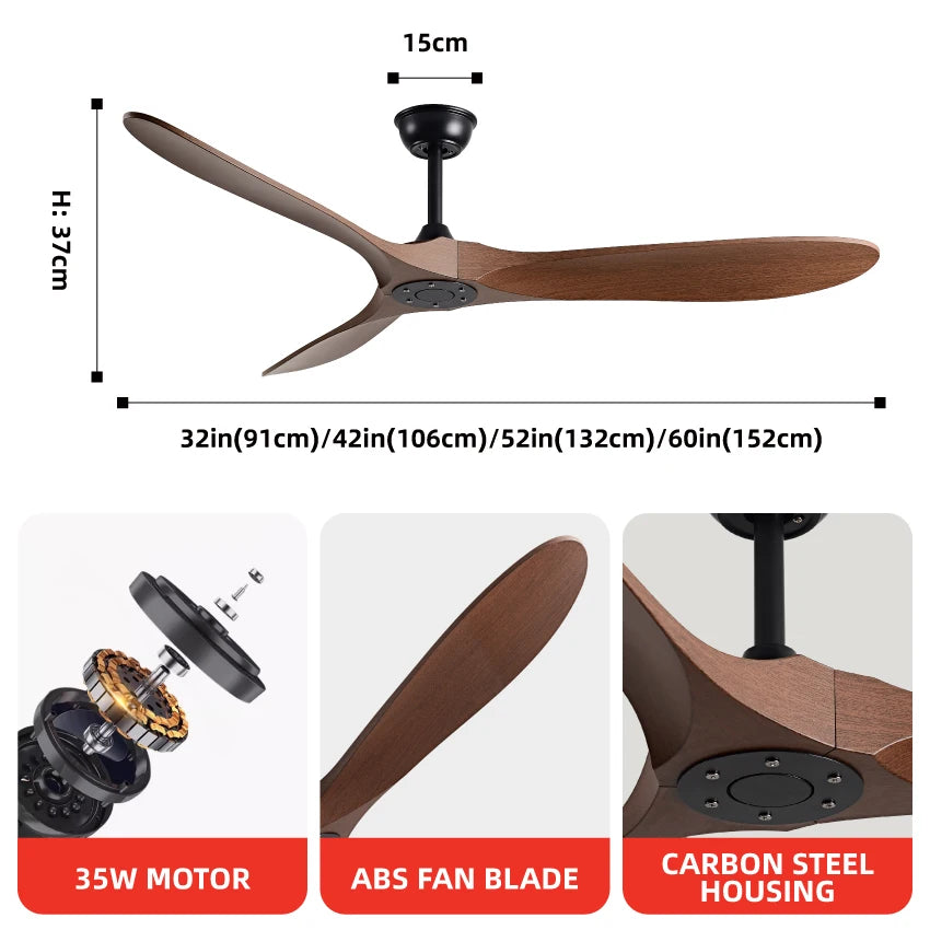 FUMANJIA 36,42,52,60 Inch Inverter Ceiling Fan w/Remote, Quiet, 6 - Speed, Energy - Efficient for Living, Dining, Study, Bedroom