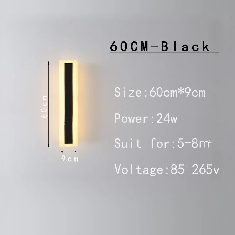 Outdoor IP65 waterproof Long strip lamp, simple LED wall light suitable for courtyard, villa, gate, garden outdoor decoration