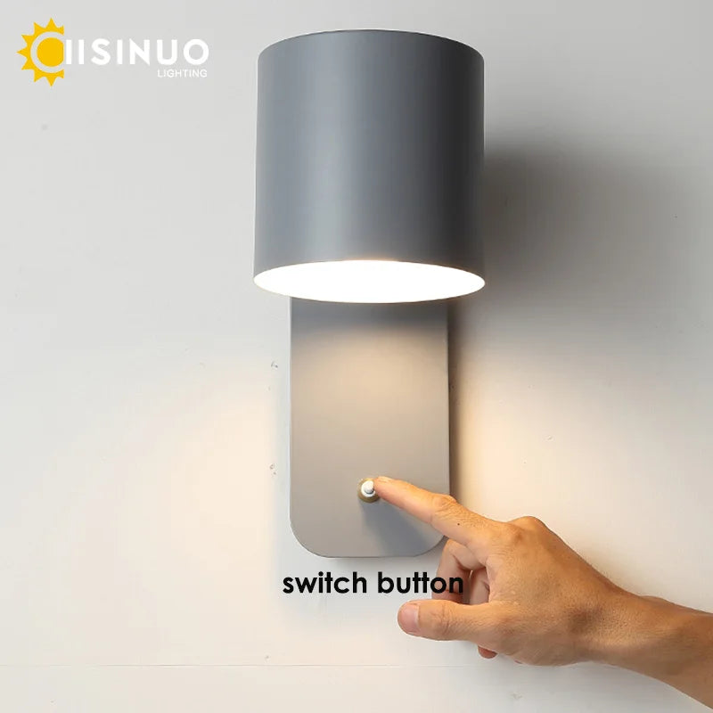 Nordic Wall Lamp Bedside Rotatable Adjustable Light With Switch for Home Decoration Lighting Creative Reading Study Wall Lights