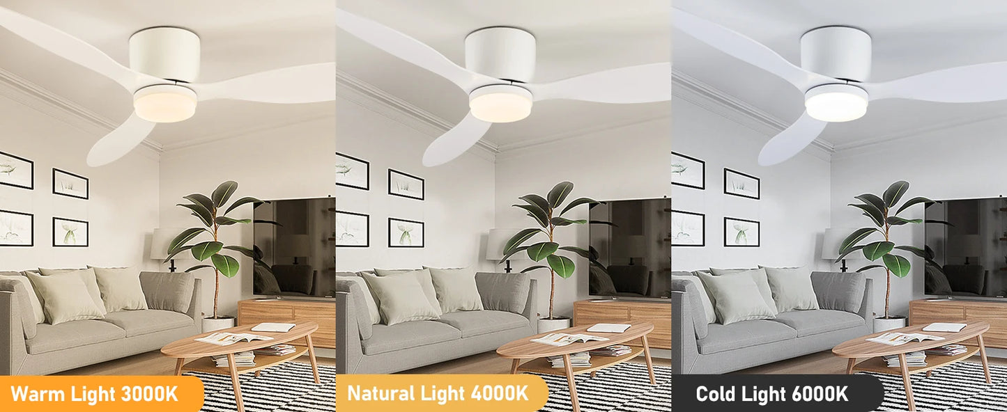 IRALAN Ceiling Fan With Light,42 Inch/52 Inch Low Profile Ceiling Fan with remote control, For Indoor and Covered Outdoor
