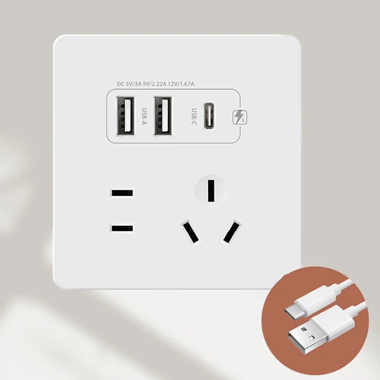 AU Wall Sockets 2 USB 5V 3A 1 1 Outlets Type-c PD 20W Quick Charge QC 86mm AC 110v 220v 2500W 10A Black White Grey Home Socket