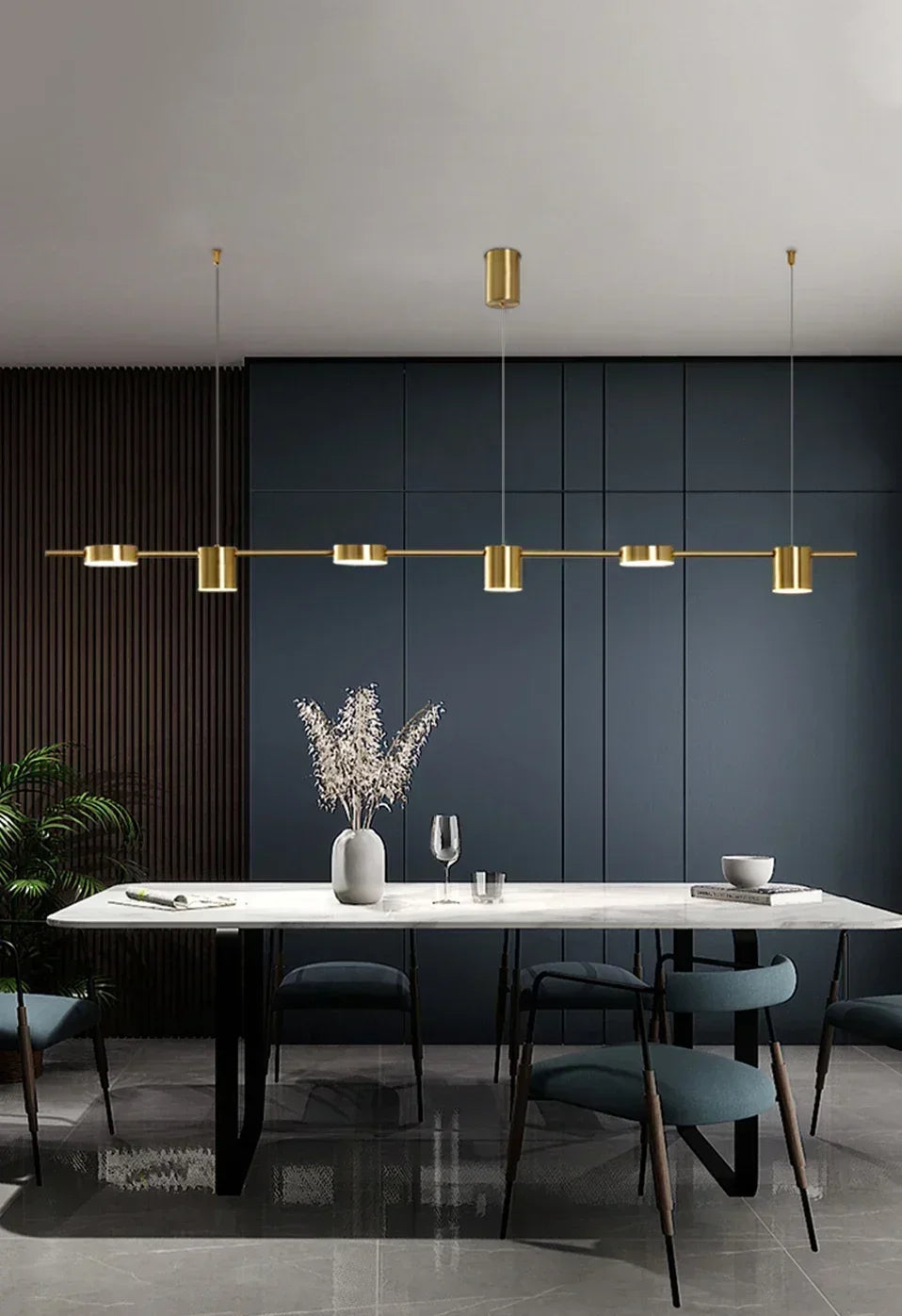 Modern LED Pendant Light, Kitchen Island Dimmable Pendant Light, Black/gold, Lighting Decorative Table Lamp, with Remote Control
