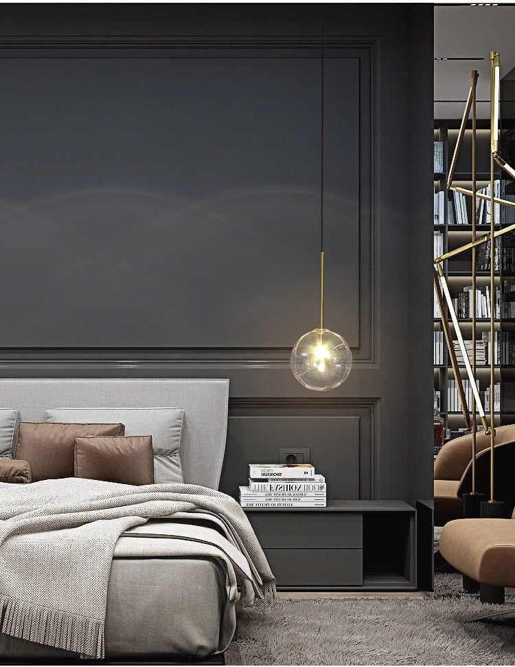 Modern Luxury Glass Ball Chandelier Lighting Fixtures Living Room Bedroom Decor Pendant Lights Restaurant Stairs Hanging Lamp