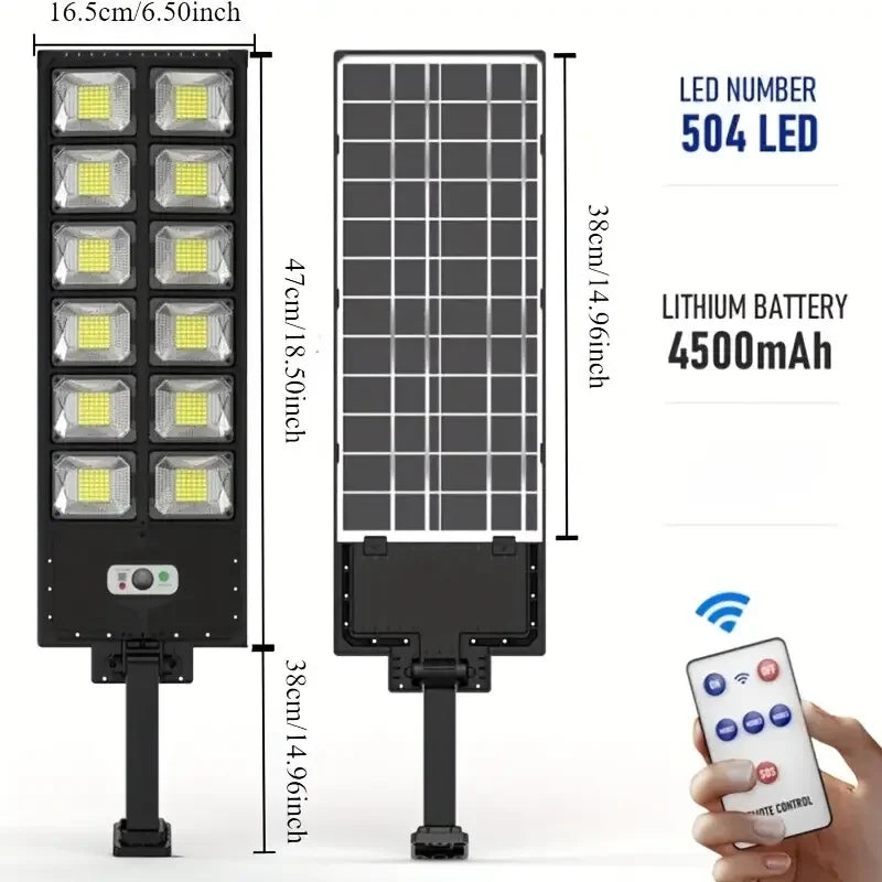 Outdoor Solar 504 LED Lights Waterproof 4500 mAh Super Bright Wall Lamp With Motion Sensor Remote Control Garden Street Light