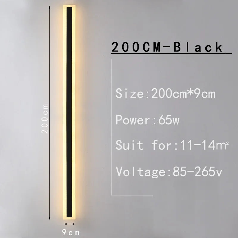 Outdoor IP65 waterproof Long strip lamp, simple LED wall light suitable for courtyard, villa, gate, garden outdoor decoration