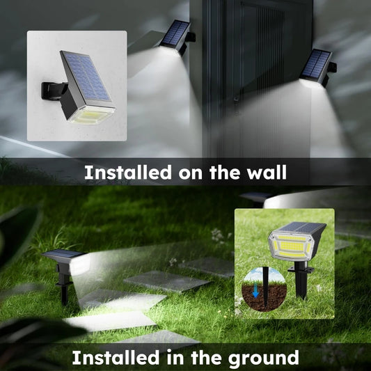 Solar Spot Lights Outdoor 59LED 2-in-1 Solar Landscape Spotlights IP65 Waterproof Solar Powered Flood Wall Lights for Outside