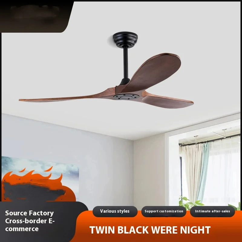 85-265V Solid Wood Bland 52 60 Inch Ceiling Fans with LED DC Motor Remote Control