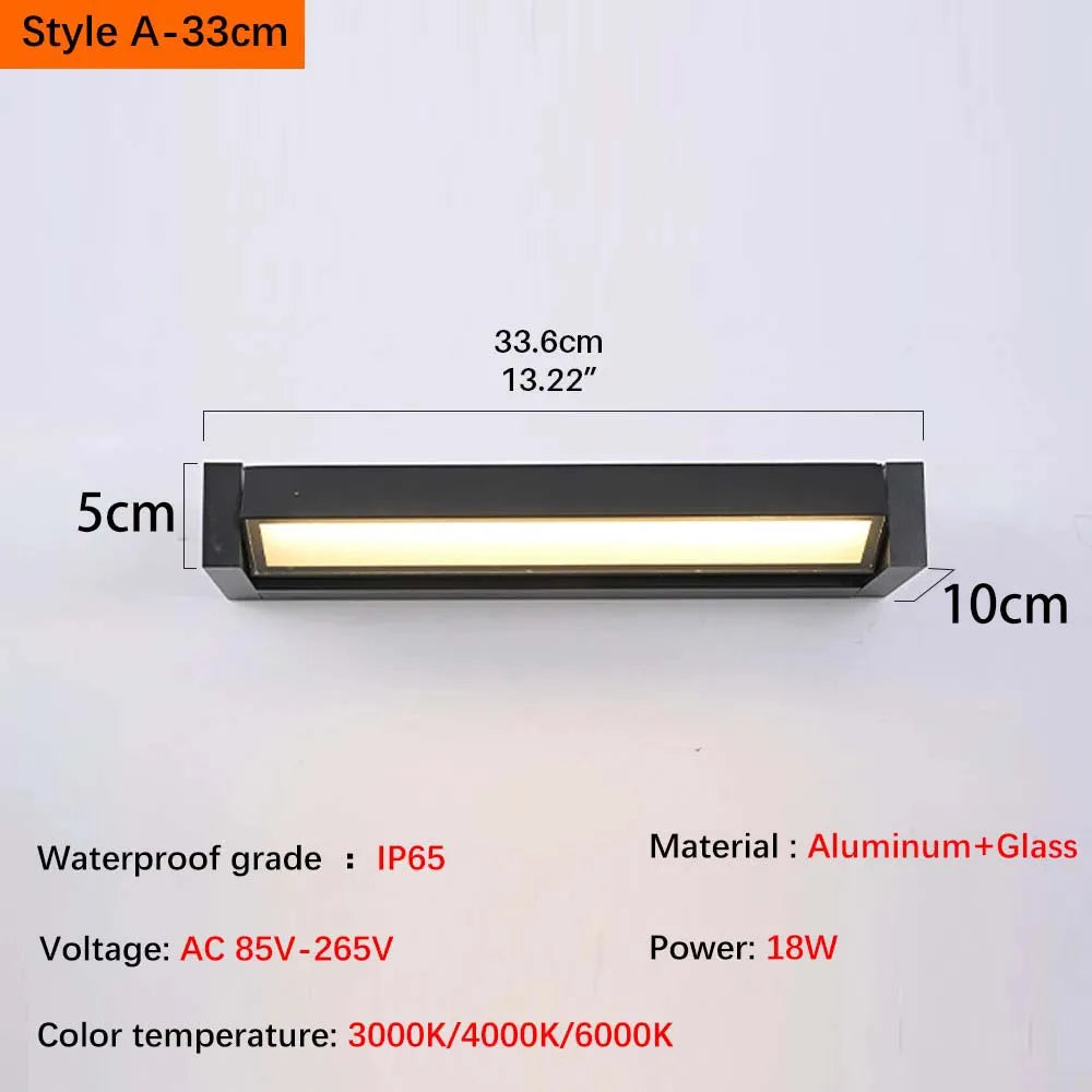 2025 new model. Outdoor waterproof wall lamp. Can rotate. Aluminum and glass materials. 18W, minimalist landscape light