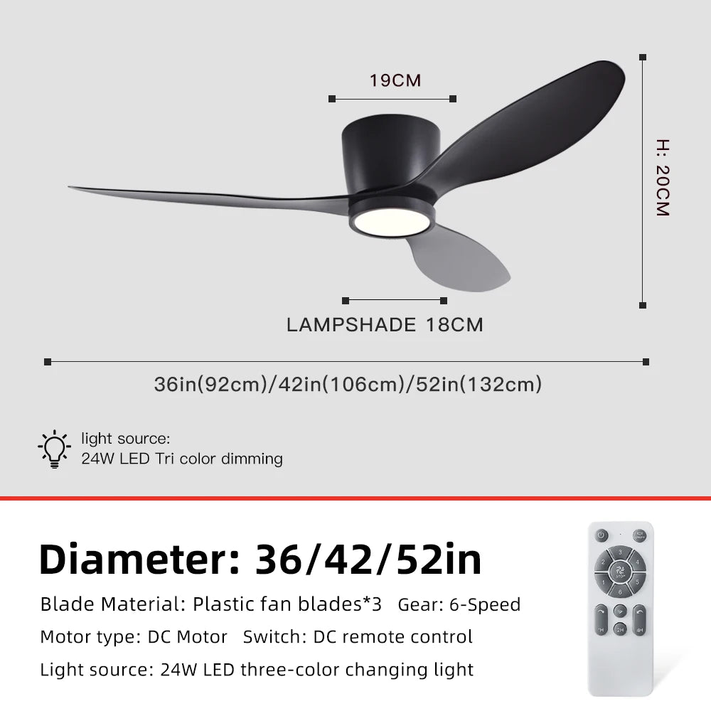 FUMANJIA 36/42/52 Inch Inverter Ceiling Fan with Light, Super - Silent, Ideal for Bedroom, Dining, Living Room & Office