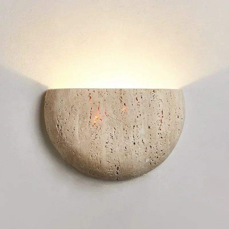 2025 Led Wall Lamp Bedroom Bedside Light Retro Medieval Style Yellow Cave Stone Nature Lighting Fixtures Home Room Decor Interio