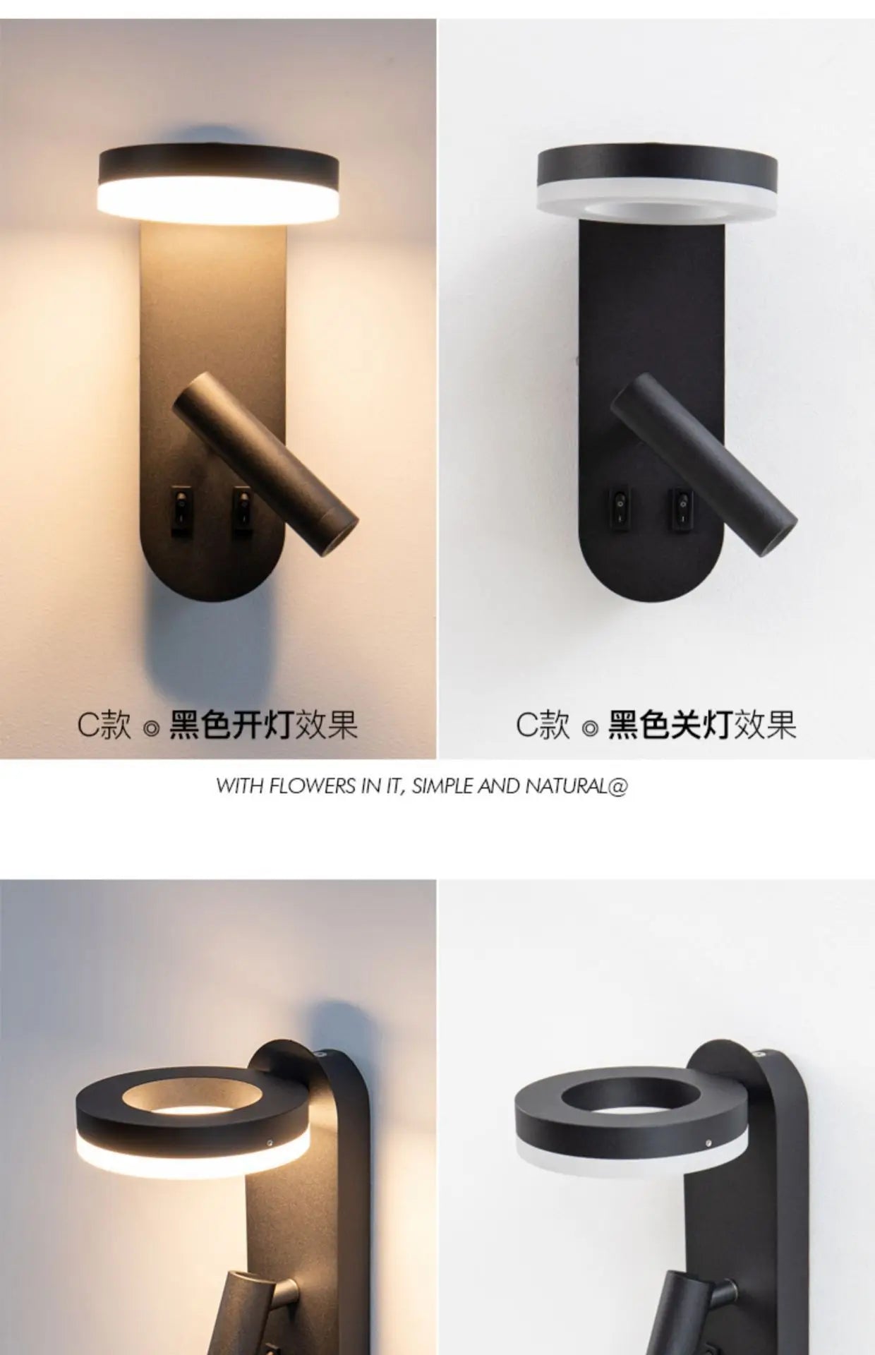 New Minimalist Wall Lamp Rotatable Spotlight Creative Bedroom Bedside Lamp Design Modern Led Wall Sconce ligjt for Hotel Rooms