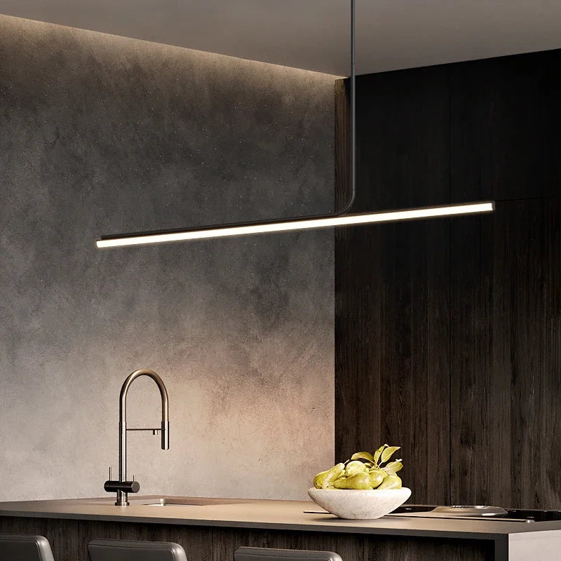 Minimalist Long Pendant Lamp 360 Luminous Strip Dining Table Dining Hanging Lights Modern Restaurant Lamp Office Light Fixture