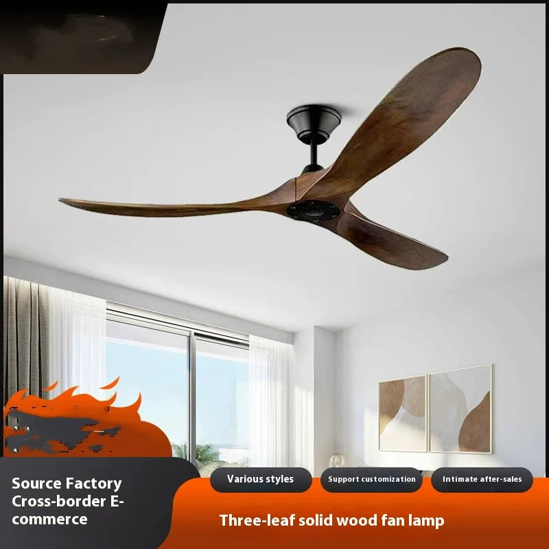 85-265V Solid Wood Bland 52 60 Inch Ceiling Fans with LED DC Motor Remote Control