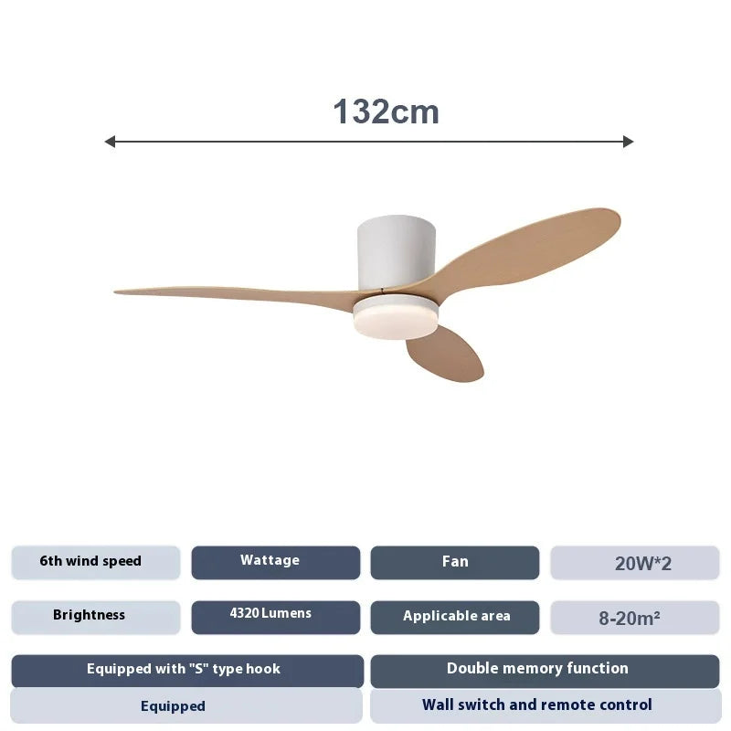 Nordic Ceiling Fan with Lights Dimmable Light Remote Control Quiet DC Motor Fans with Timer for Home Bedroom Living Room Foyer