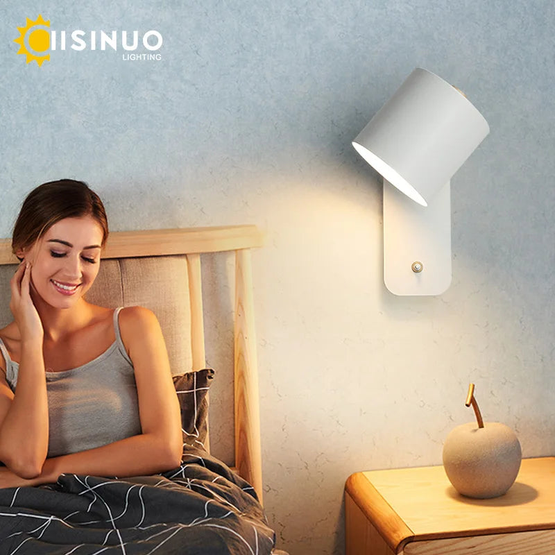 Nordic Wall Lamp Bedside Rotatable Adjustable Light With Switch for Home Decoration Lighting Creative Reading Study Wall Lights