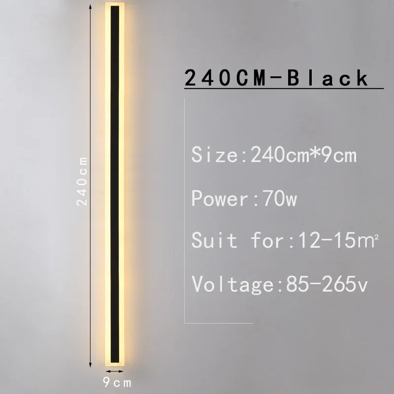 Outdoor IP65 waterproof Long strip lamp, simple LED wall light suitable for courtyard, villa, gate, garden outdoor decoration