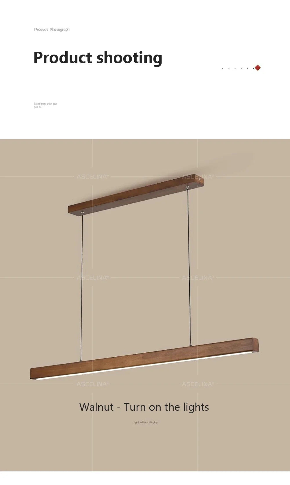 Modern LED Pendant Light wood Long Strip dining table lamp suspension Chandelier for living dining room kitchen lighting fixture