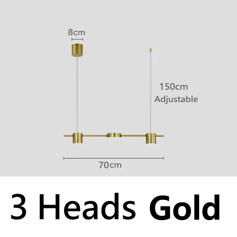 Modern LED Pendant Light Remote Dimming Indoor Lighting Art Ceiling Pendant Light Gold Long Strip Kitchen Restaurant Decoration