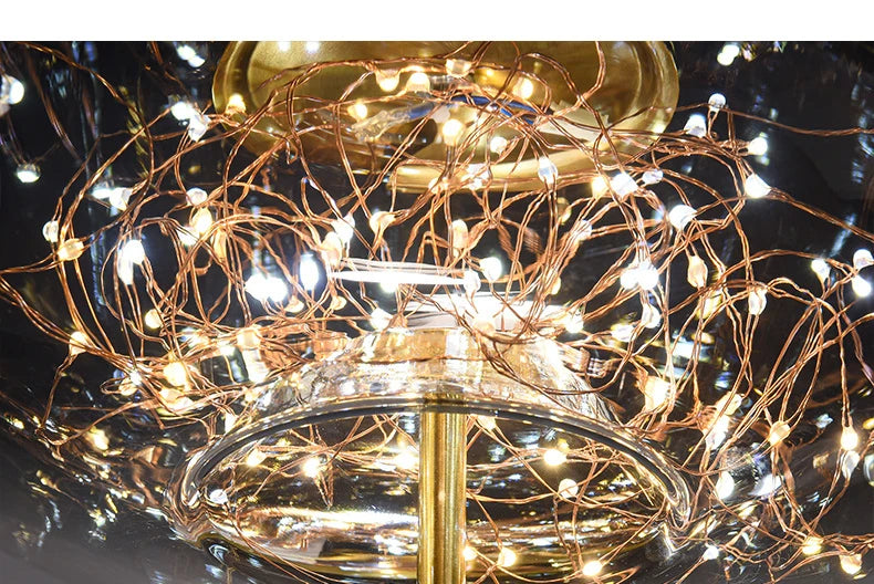 Modern Led Glass Pendant Lights for Bedroom Bedside Bathroom Hanging Lighting Ceiling Chandelier Lamp Decoration String Line