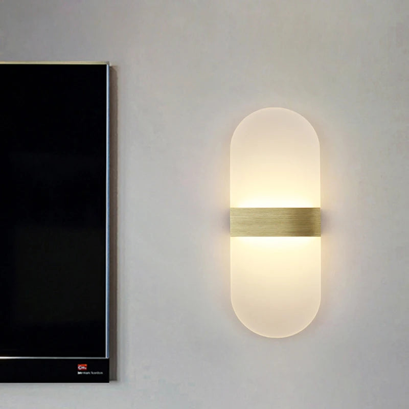 Modern style indoor LED aluminum body matte acrylic hotel corridor bedroom bedside right-angle rounded wall lamp